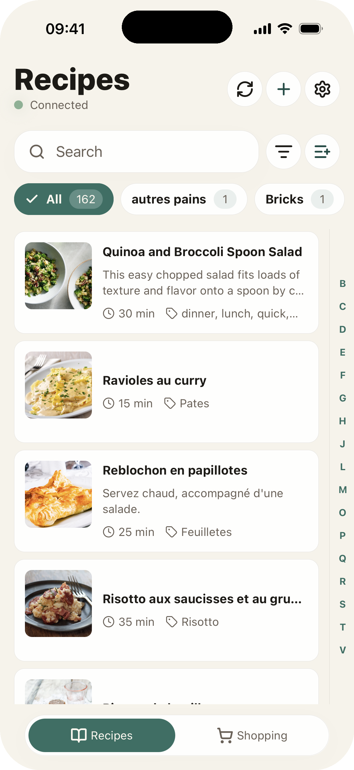 Recipe list